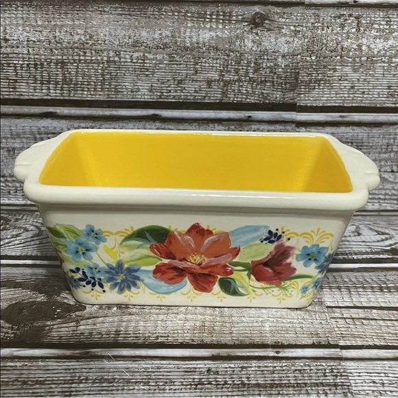 The Pioneer Woman Spring Bouquet Mini Loaf Pan, Yellow Floral NEW - Picture 4 of 6